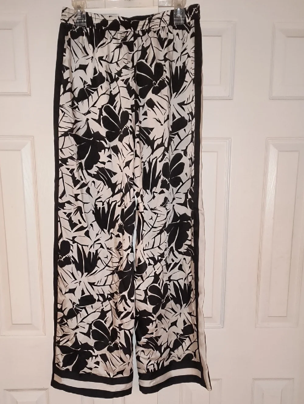 MICHAEL Michael Kors Palm Print Woven Wide-Leg Pants Size M
